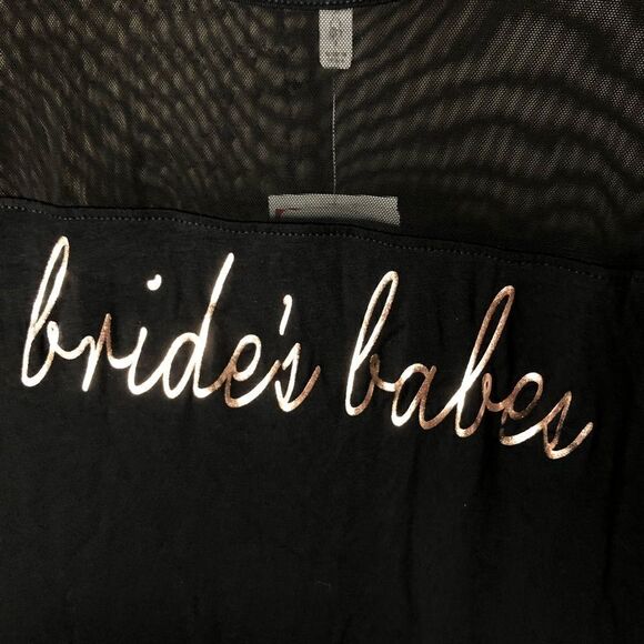 David’s Bridal Bride’s Babes Black Mesh Shirt - Picture 2 of 4